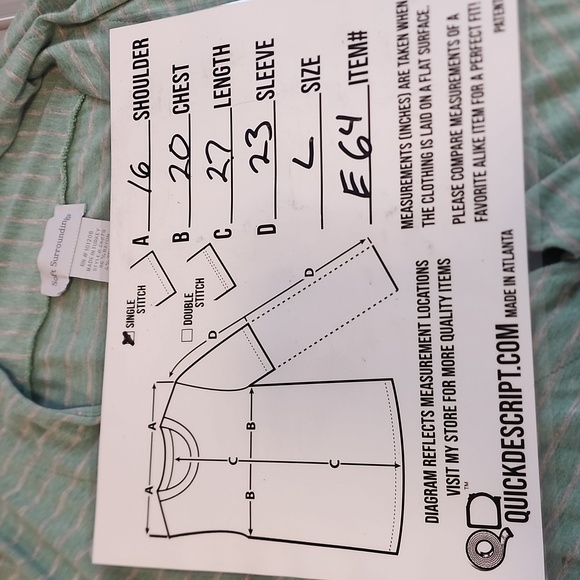 Soft Surroundings Size L Turquoise and gray stripe faux wrap long sleeve top. - Picture 9 of 9